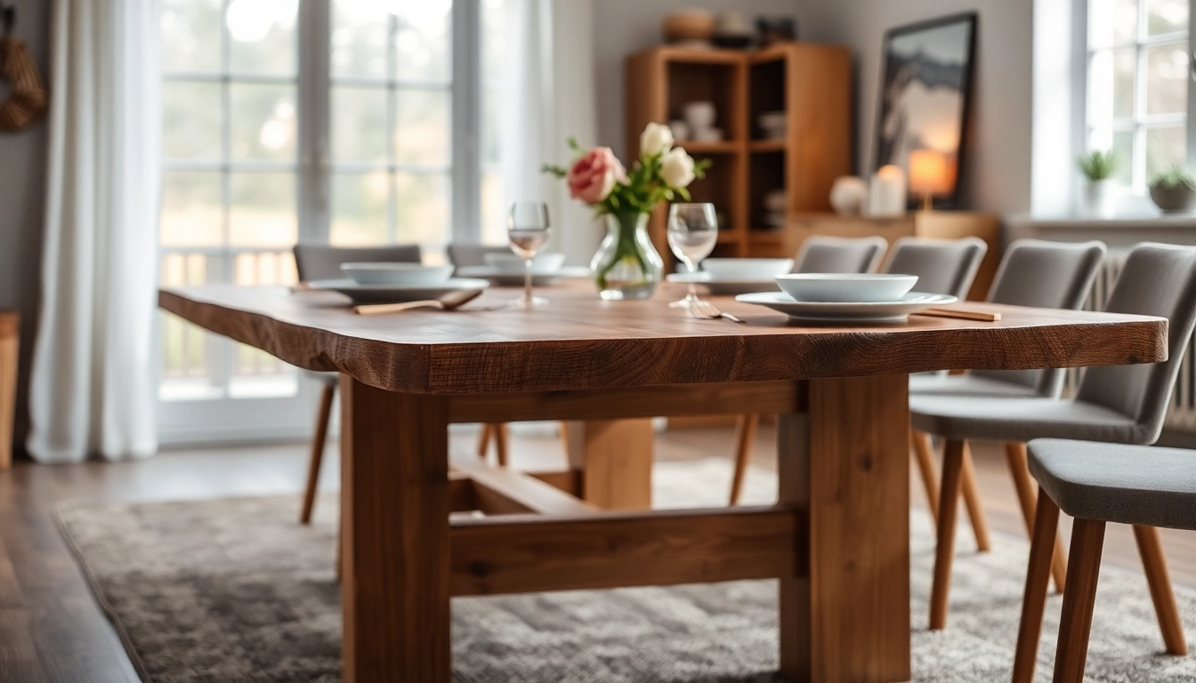 Admire this Massiver Eiche Esstisch featuring a striking Baumkante, perfect for elegant dining experiences.