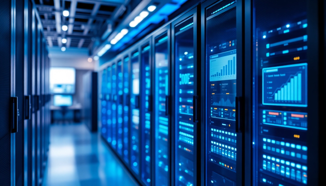 Showcasing Bluehost in a modern web hosting environment with advanced server technology.
